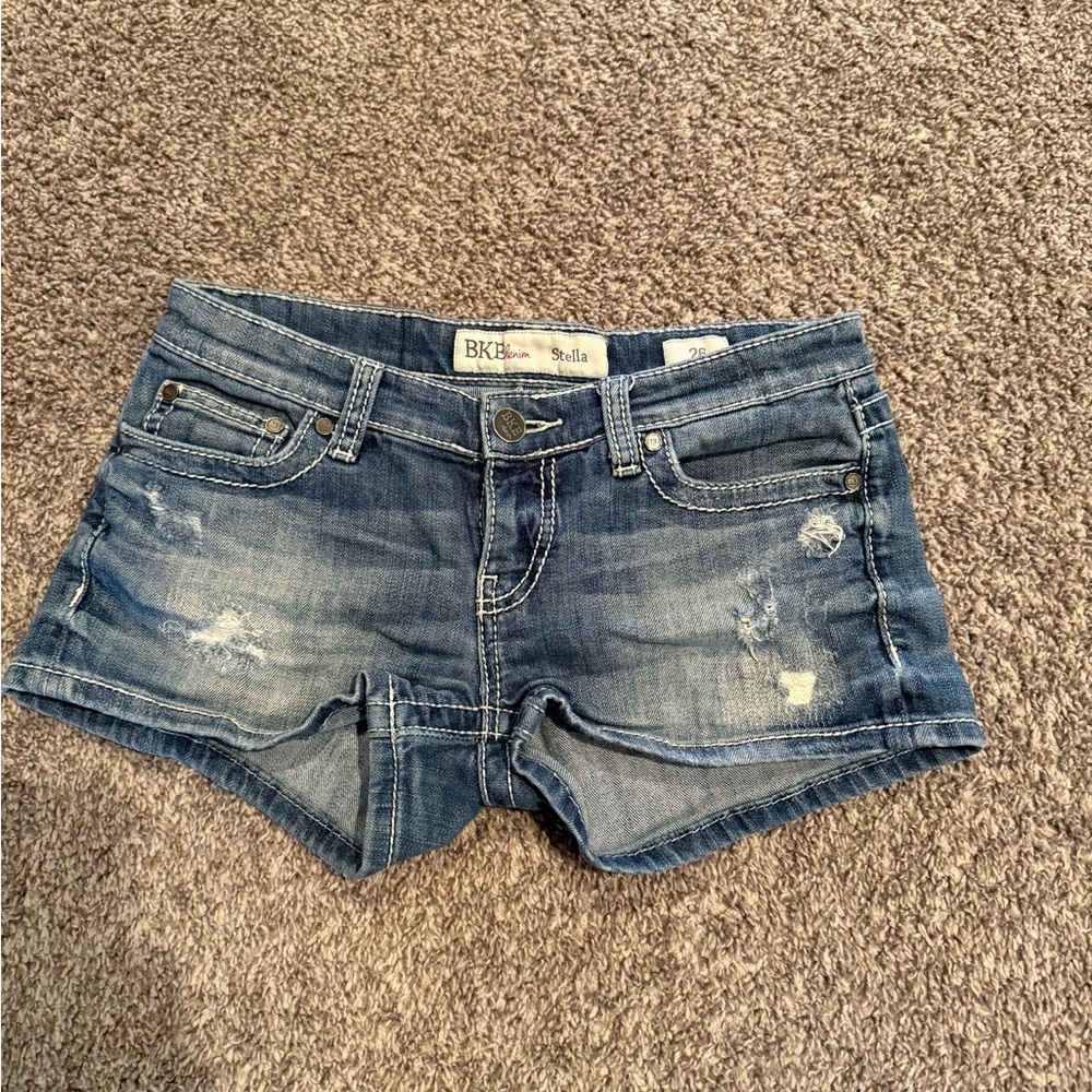 BKE Stella Distressed Blue Jean Shorts